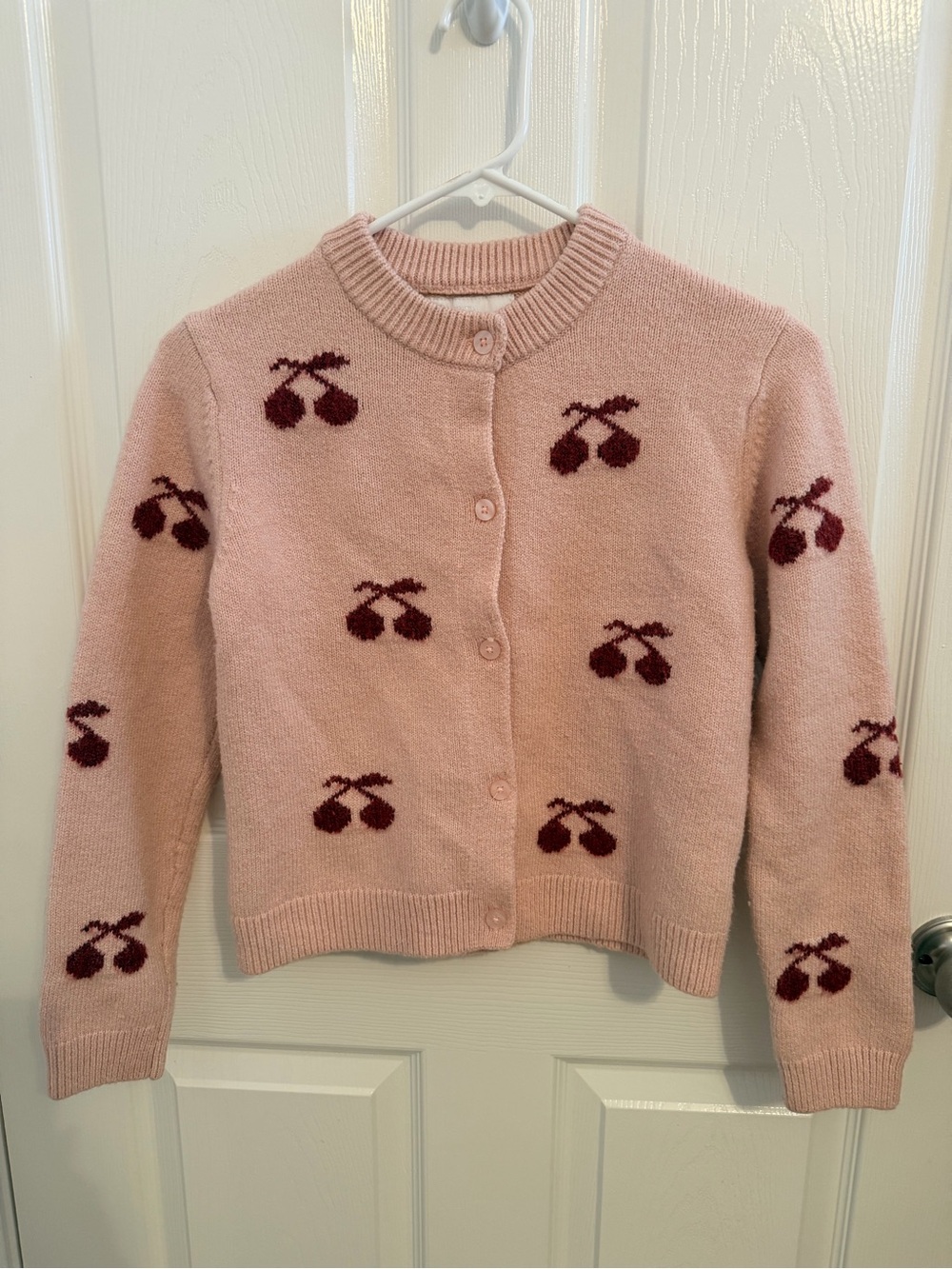 Zara Lids Pink Cherry Knit Cardigan Sweater